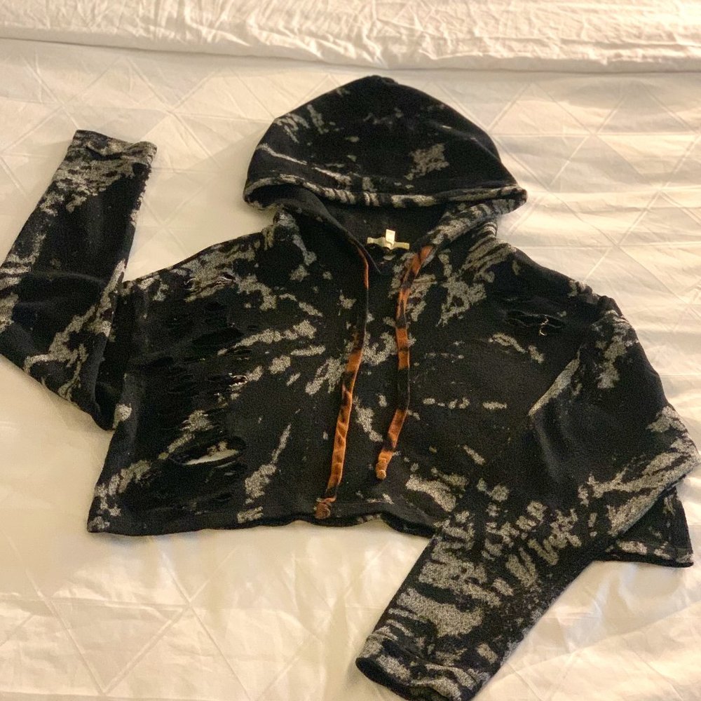 SOLD!!! Distressed Crop Hoodie
